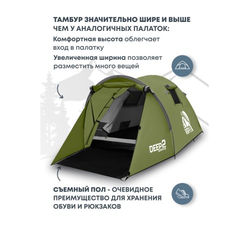 Палатка 2-местная RSP Deep 2 (оливково-зелёный) купить в Минске или с доставкой по Беларуси!