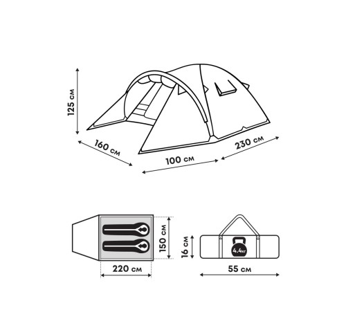 Палатка 2-местная RSP Deep 2 (оливково-зелёный) купить в Минске или с доставкой по Беларуси!