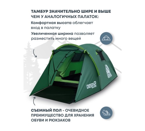Палатка 2-местная RSP Deep 2 (зелёный) купить в Минске или с доставкой по Беларуси!