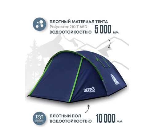 Палатка 3-местная RSP Deep 3 (синий) купить в Минске или с доставкой по Беларуси!