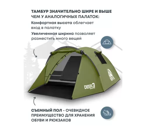 Палатка 3-местная RSP Deep 3 (оливково-зелёный) купить в Минске или с доставкой по Беларуси!