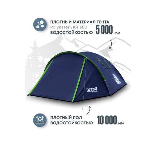 Палатка 4-местная RSP Deep 4 (синий) купить в Минске или с доставкой по Беларуси!