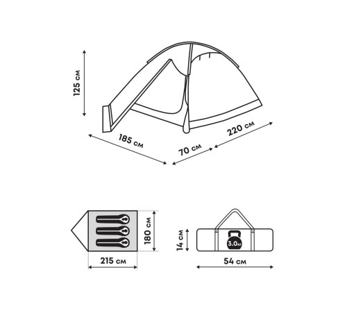 Палатка 3-местная RSP Hill 3 (зелёный) купить в Минске или с доставкой по Беларуси!