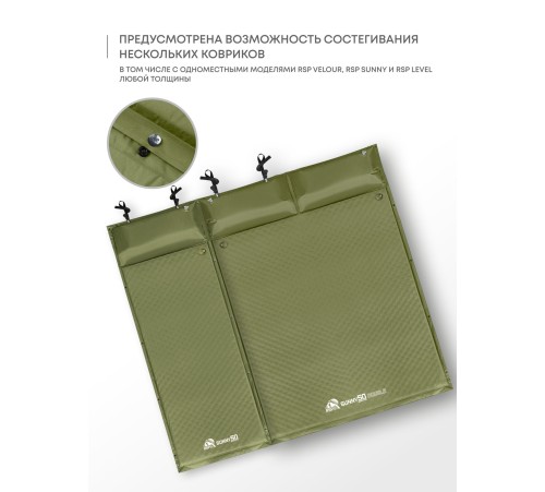 Самонадувающийся коврик RSP Sunny 50 Double (оливково-зелёный) купить в Минске или с доставкой по Беларуси