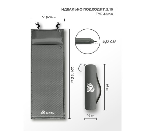 Самонадувающийся коврик RSP Sunny 50 (серый) купить в Минске или с доставкой по Беларуси