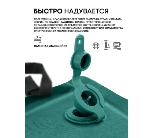 Самонадувающийся коврик RSP Velour 38 (зелёный) купить в Минске или с доставкой по Беларуси
