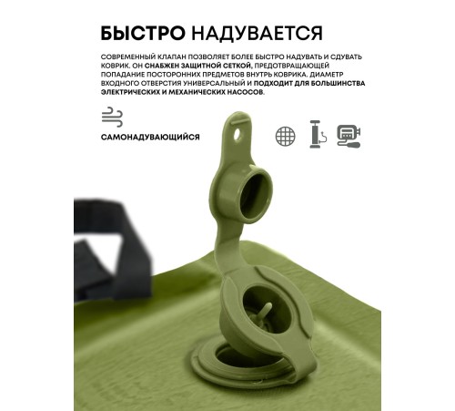 Самонадувающийся коврик RSP Velour 38 (оливково-зелёный) купить в Минске или с доставкой по Беларуси