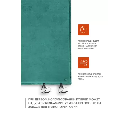 Самонадувающийся коврик RSP Velour 50 Double (зелёный) купить в Минске или с доставкой по Беларуси