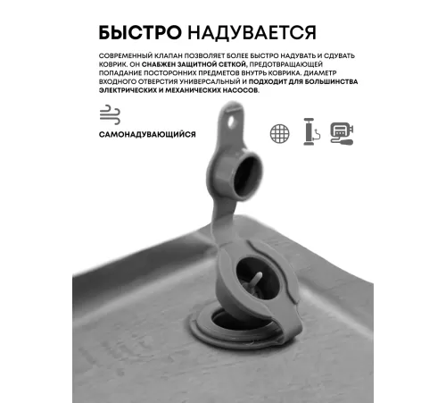 Самонадувающийся коврик RSP Velour 50 Double (серый) купить в Минске или с доставкой по Беларуси
