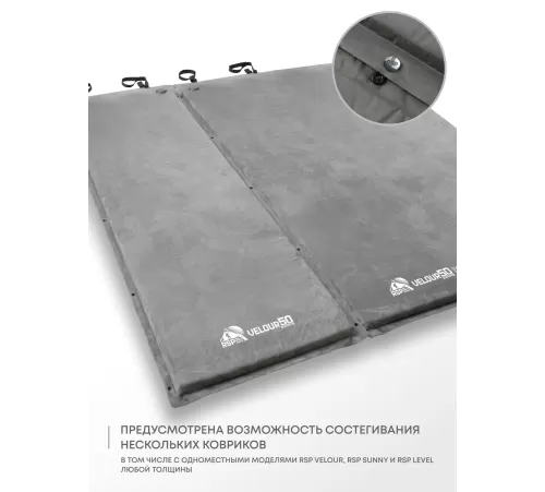 Самонадувающийся коврик RSP Velour 50 Double (серый) купить в Минске или с доставкой по Беларуси