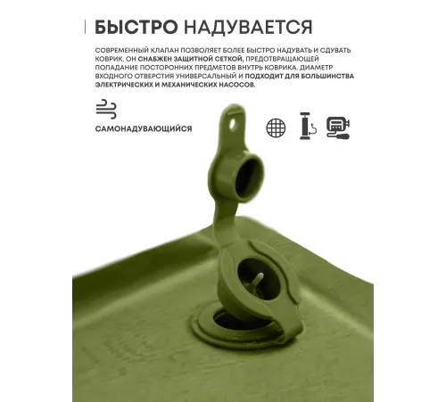 Самонадувающийся коврик RSP Velour 50 Double (оливково-зелёный) купить в Минске или с доставкой по Беларуси