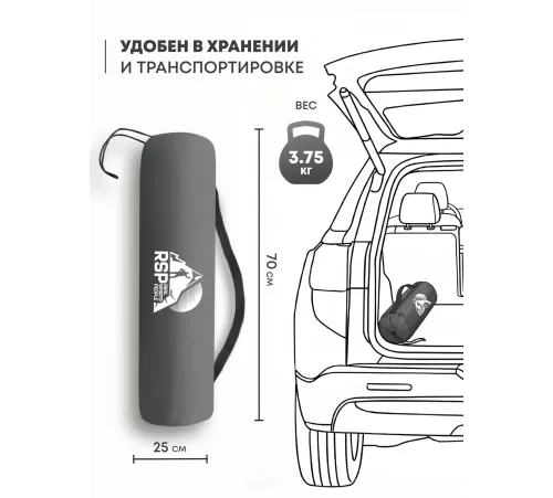 Самонадувающийся коврик RSP Velour 50 Auto (серый) купить в Минске или с доставкой по Беларуси