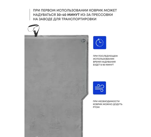Самонадувающийся коврик RSP Velour 50 Auto (серый) купить в Минске или с доставкой по Беларуси