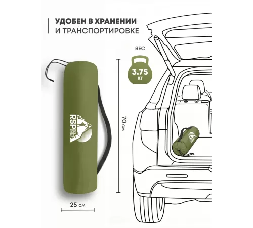 Самонадувающийся коврик RSP Velour 50 Auto (оливково-зелёный) купить в Минске или с доставкой по Беларуси