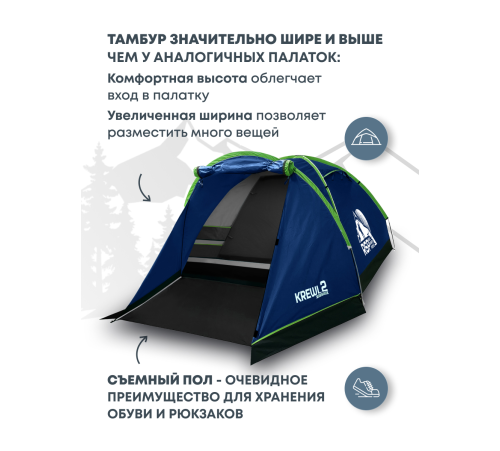 Палатка 2-местная RSP Krewl 2 (синий) купить в Минске или с доставкой по Беларуси!