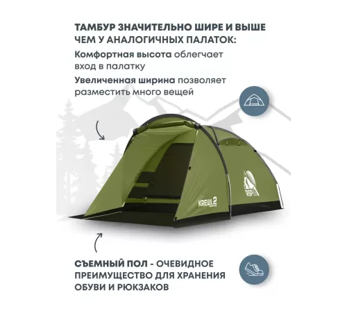 Палатка 2-местная RSP Krewl 2 (оливково-зелёный) купить в Минске или с доставкой по Беларуси!
