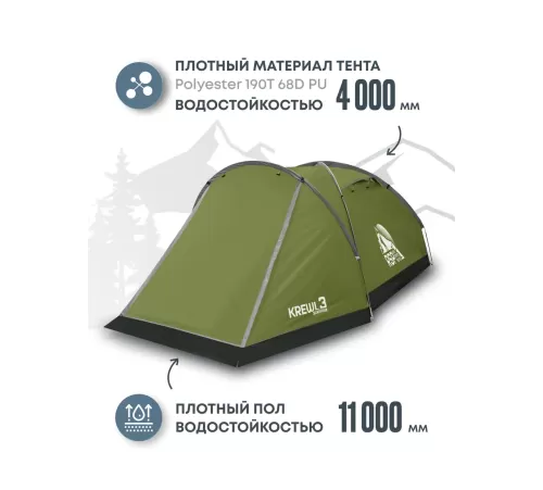 Палатка 3-местная RSP Krewl 3 (оливково-зелёный) купить в Минске или с доставкой по Беларуси!
