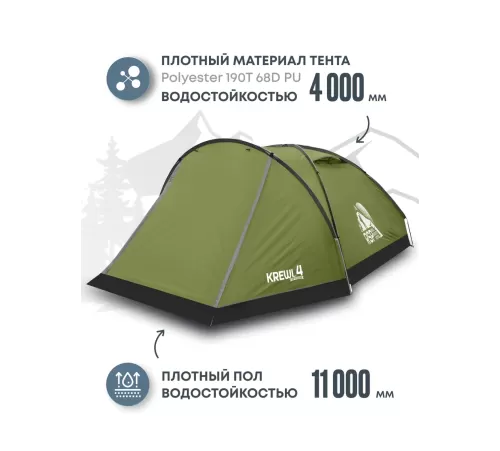 Палатка 4-местная RSP Krewl 4 (оливково-зелёный) купить в Минске или с доставкой по Беларуси!