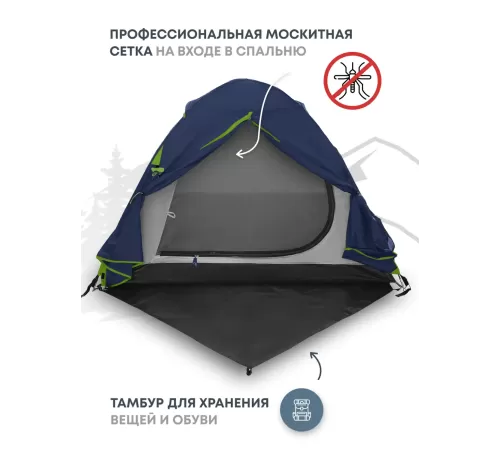Палатка 3-местная RSP Lake 3 (синий) купить в Минске или с доставкой по Беларуси!