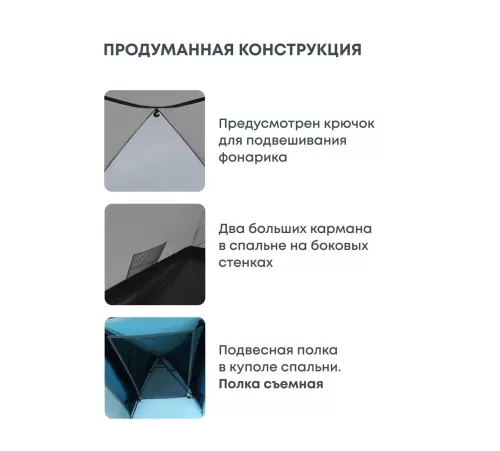 Палатка 3-местная RSP Lake 3 (синий) купить в Минске или с доставкой по Беларуси!