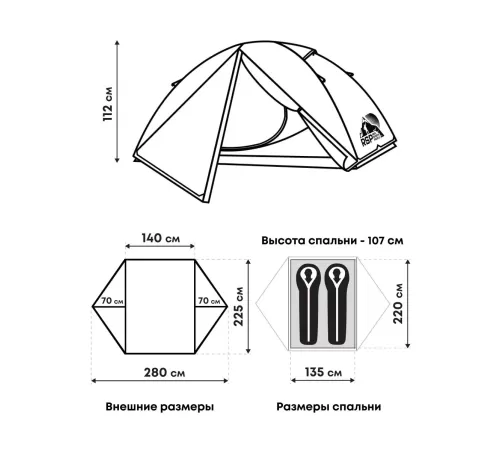 Палатка 2-местная RSP Lark 2 Ultralight (оливково-зеленый) ультралёгкая купить в Минске или с доставкой по Беларуси!