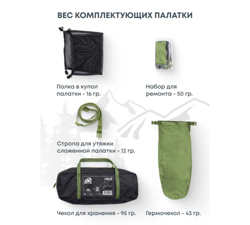 Палатка 2-местная RSP Lark 2 Ultralight (оливково-зеленый) ультралёгкая купить в Минске или с доставкой по Беларуси!