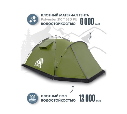Палатка кемпинговая RSP Narle 4 с автоматическим каркасом (оливково-зелёный) купить в Минске или с доставкой по Беларуси!
