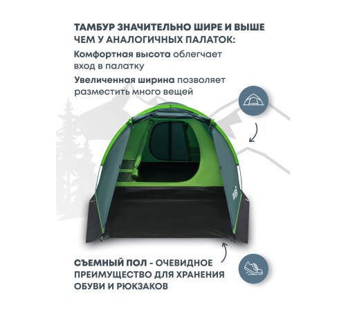 Палатка 2-местная RSP River 2 (зелёный) купить в Минске или с доставкой по Беларуси!