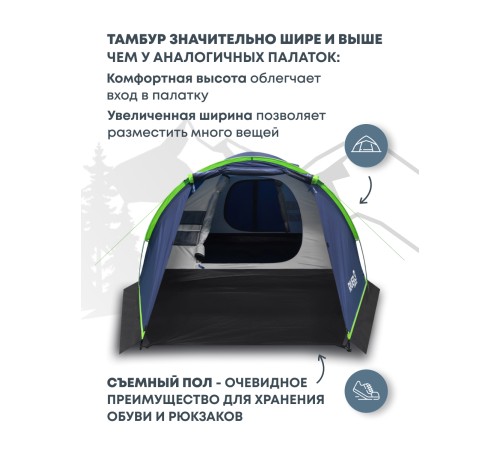 Палатка 3-местная RSP River 3 (синий) купить в Минске или с доставкой по Беларуси!