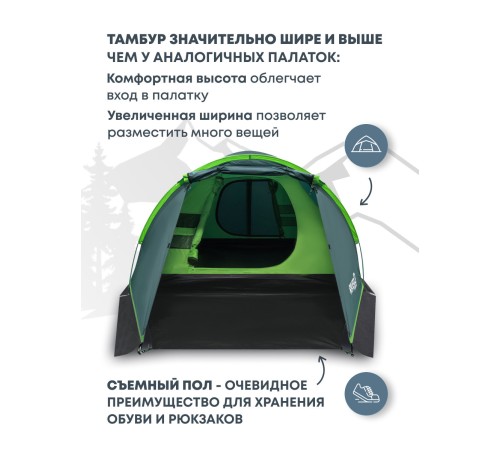 Палатка 3-местная RSP River 3 (зелёный) купить в Минске или с доставкой по Беларуси!