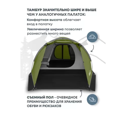 Палатка 3-местная RSP River 3 (оливково-зелёный) купить в Минске или с доставкой по Беларуси!