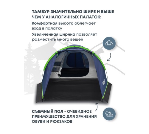 Палатка 3-местная RSP River 4 (синий) купить в Минске или с доставкой по Беларуси!