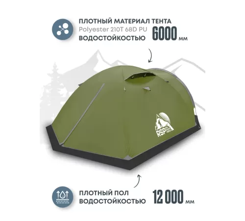 Палатка 4-местная RSP River 4 (оливково-зелёный) купить в Минске или с доставкой по Беларуси!