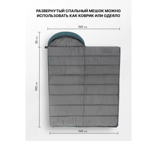 Спальный мешок RSP Empire 400 R (зелёный, 225*80см, молния справа) купить в Минске или с доставкой по Беларуси