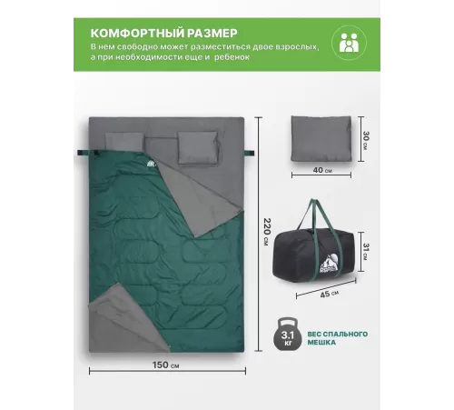 Спальный мешок RSP Family 250 (220*150см) купить в Минске или с доставкой по Беларуси