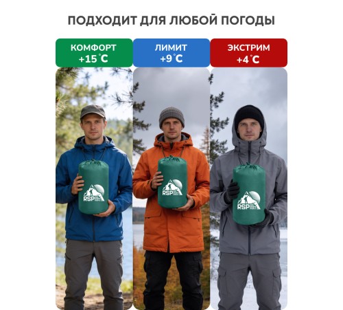 Спальный мешок RSP Lager 150 L (зелёный, 220*75см, молния слева) купить в Минске или с доставкой по Беларуси