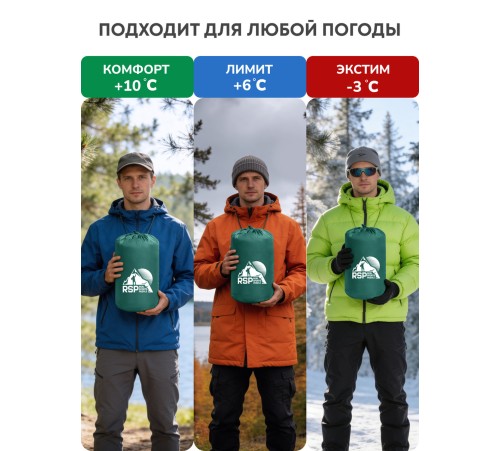 Спальный мешок RSP Lager 250 L (зелёный, 220*75см, молния слева) купить в Минске или с доставкой по Беларуси