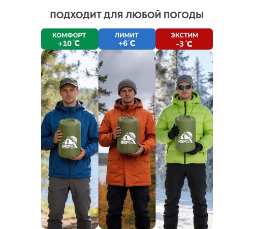 Спальный мешок RSP Lager 250 L (оливково-зелёный, 220*75см, молния слева) купить в Минске или с доставкой по Беларуси