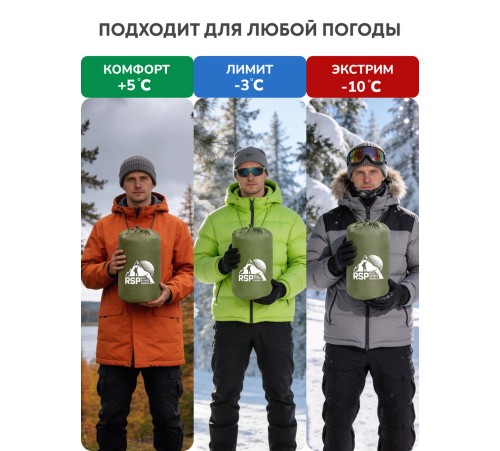 Спальный мешок RSP Lager 350 L (оливково-зелёный, 220*75см, молния слева) купить в Минске или с доставкой по Беларуси