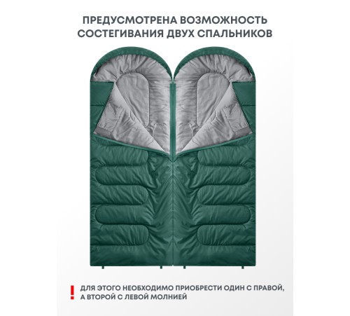Спальный мешок RSP Sleep 450 R RipStop 2024 (зелёный, 220*75см, молния справа) купить в Минске или с доставкой по Беларуси