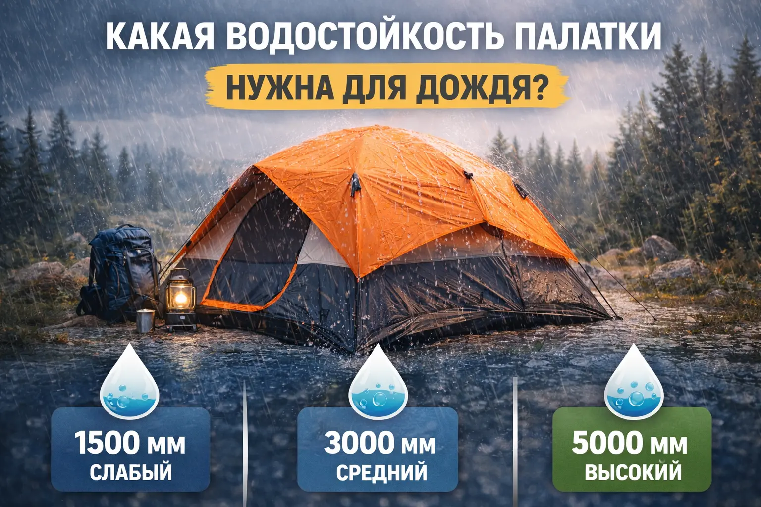 Какая водостойкость палатки нужна для дождя?