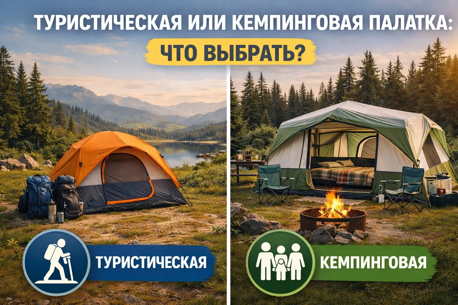 Туристическая или кемпинговая палатка: что выбрать
?